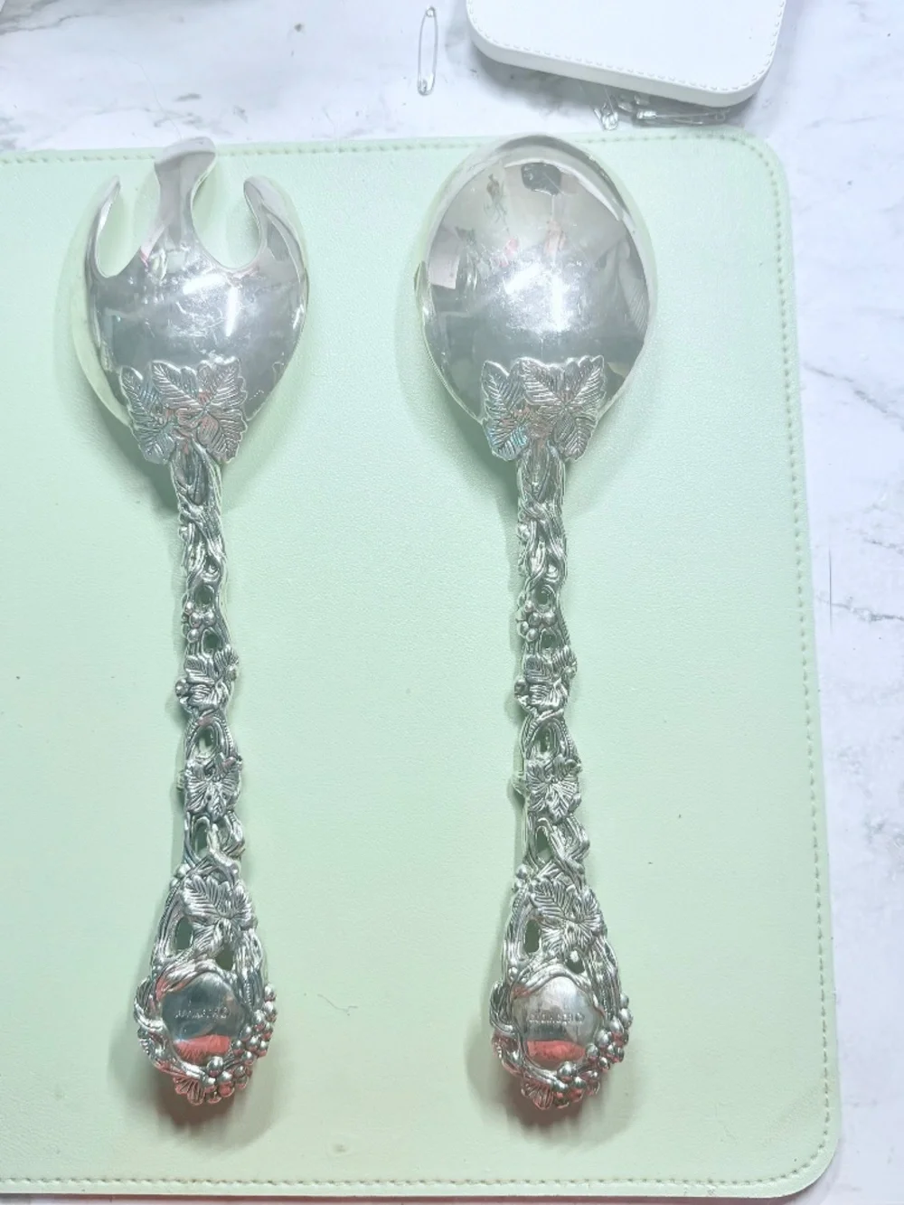 Vintage Godinger Silver Plated Salad Serving Spoon & Fork Heavy 1990s